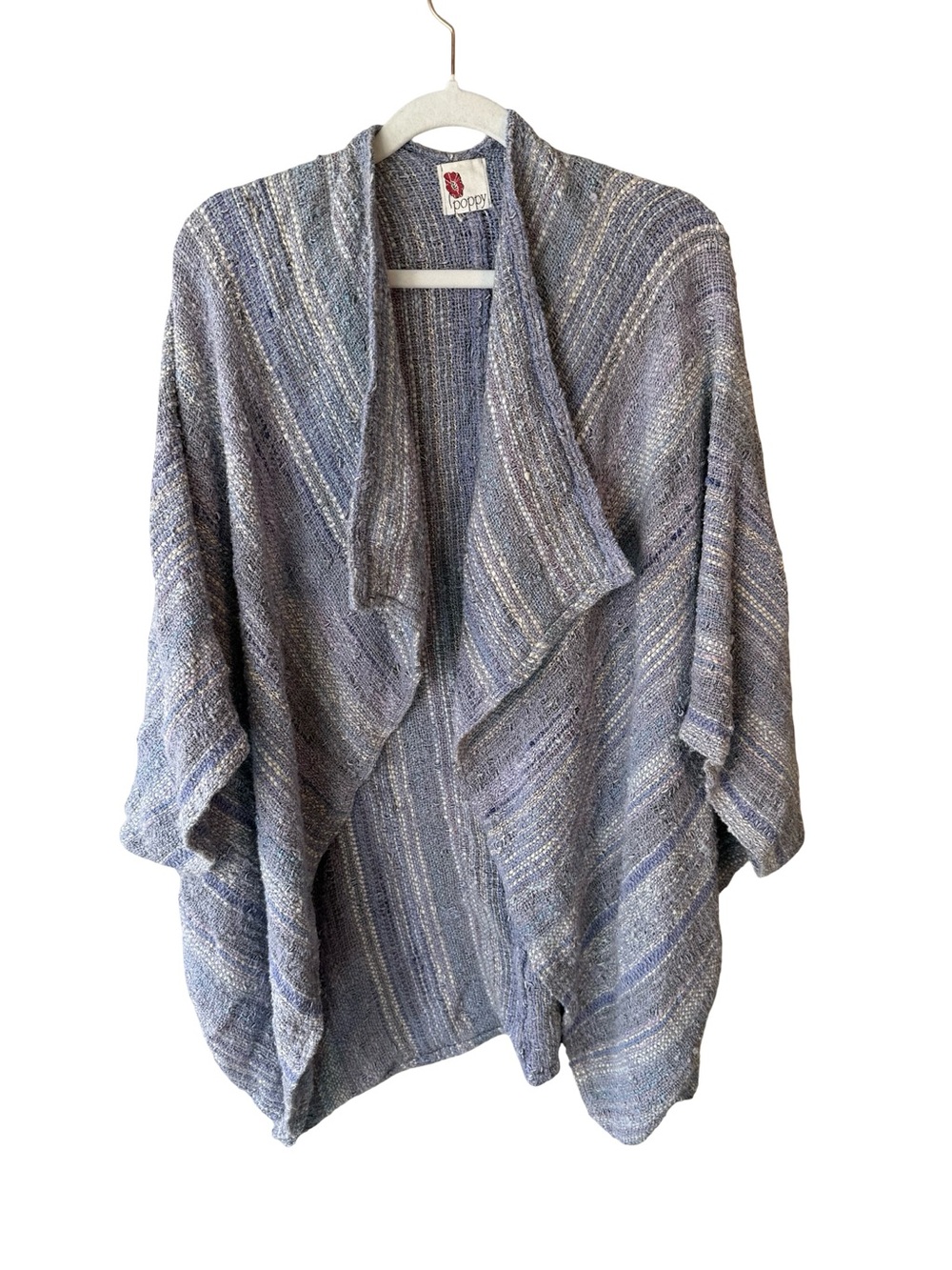 Poppy Lavender Blue Gray Open-Front Women's Sweater Cardigan One Size Boho
